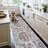 Hallway Washable Runner Rug - 3x10 Kitchen Rugs Entryway Rug Runner Vintage Soft Floor Mat Non Slip Indoor Farmhouse Carpet for Bathroom Living Room Bedroom (3 X 10, Brick)