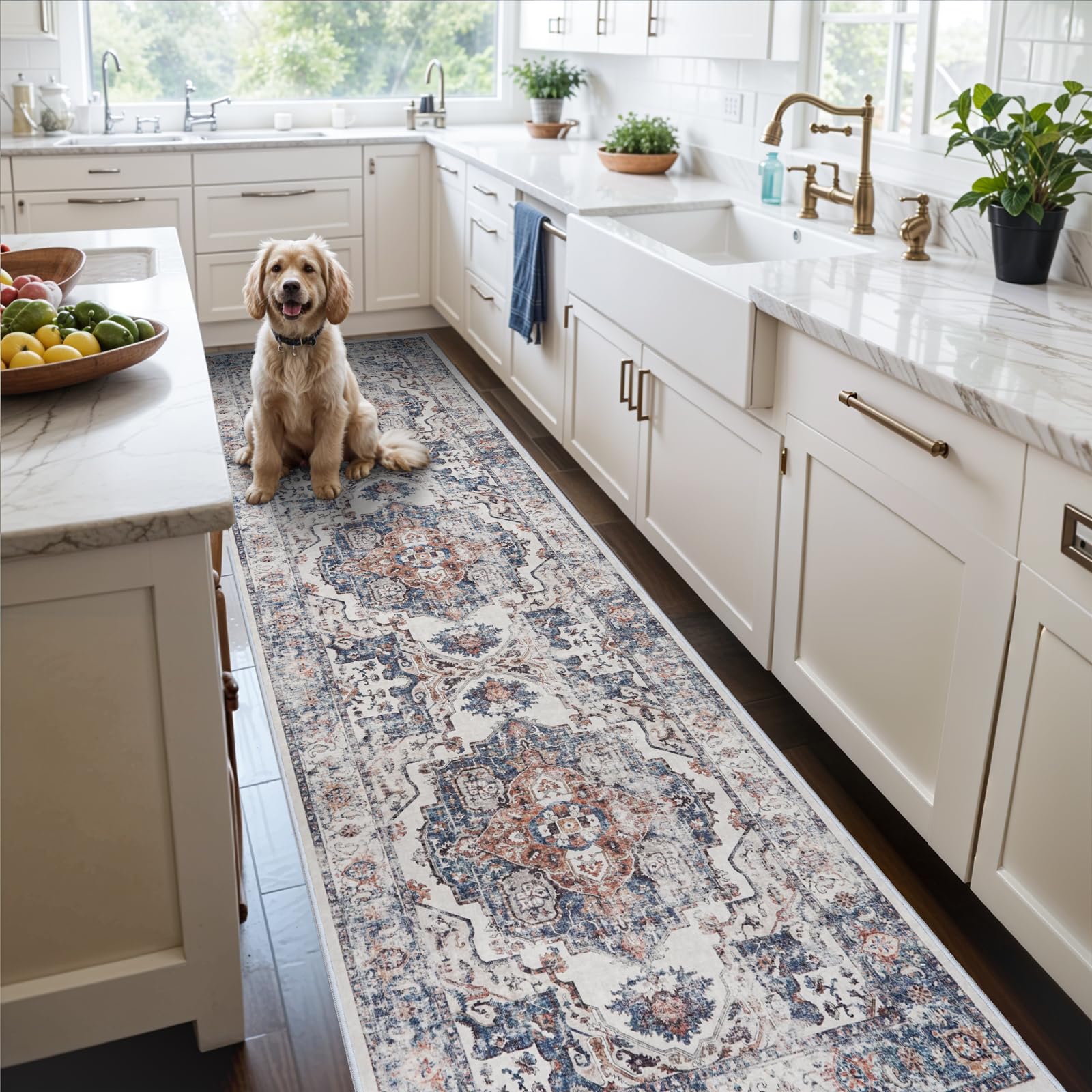 Photo 1 of Washable 3x12 Hallway Runner Rugs: Indoor Long Ultra Soft Rug for Entryway Kitchen Water Resistant Light Weight Carpet for Bathroom Living Room Non Slip Floor Mat for Bedroom Dining Room(Brick,3x12)