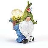 JHBOX Solar Garden Gnomes Garden Decor for Outside , Resin Outdoor Statues and Figurines Winter Christmas Decorations for Yar