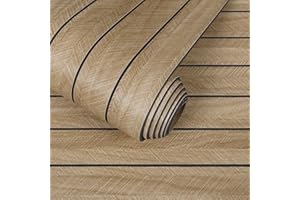 CHIHUT Brown Herringbone Peel and Stick Wall Panels Self Adhesive Soundproof 3D Slat Wood Textured Vinyl Paneling for TV Back