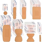 Lounsweer 720 Pcs Variety Assorted Bandage Bulk First Aid Refill Supplies | Adhesive Waterproof Bandage, Small Large Size Breathable Flexible Bandage, Round Fingertip Knee Wound Care