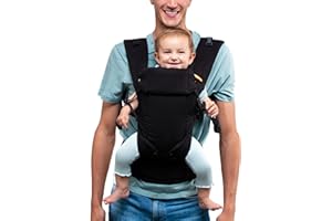 Beco Baby Carrier - Gemini Baby Carrier from Newborn to Toddler - Certified Ergonomic Newborn Baby Carrier for Infants and Children of 7-35 lbs - M Shape, Adjustable Seat, 100% Cotton (Metro Black)