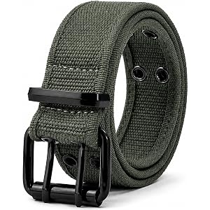 GKEurosport Men 1.5 Inch Canvas Web Belt Double Pin Buckle Adjustable Outdoor Workwear