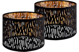 GO&SO Black Lamp Shades Set of 2, Drum Lamp Shade with Etching Crystal Design,13" Top x 13" Bottom x 10" High, Lamps Shades for Table Lamps, Floor Lamp, Pendant Light, Easy Assembly Black Lampshades