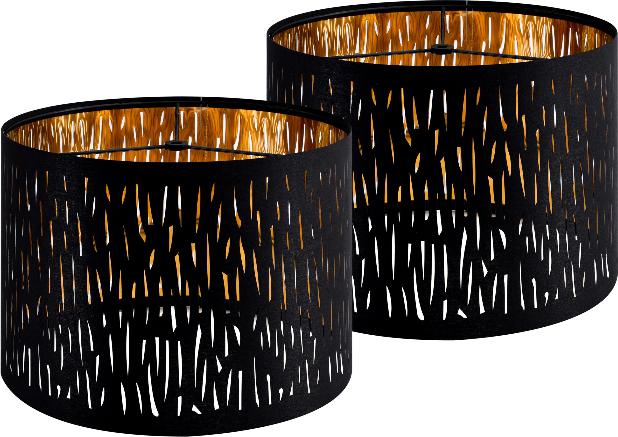 Photo 1 of GO&SO Black Lamp Shades Set of 2, Drum Lamp Shade with Etching Crystal Design,13" Top x 13" Bottom x 10" High, Lamps Shades for Table Lamps, Floor Lamp, Pendant Light, Easy Assembly Black Lampshades