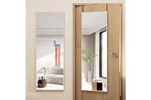 LVSOMT Full Length Mirror, 47"x14" Full Body Mirror, Wall Mounted Mirror, Over The Door Hanging Mirror, Long Mirror for Bedroom Living Room Locker Room, Aluminium Alloy Frame (Silver)