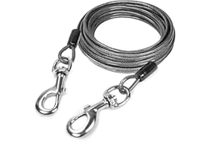 Mighty Paw Dog Tie Out Cable - Perfect for Large Or Small Dogs - Provides an Off-Leash Feel with Total Control - Strong Braided Steel Cable for Ultimate Durability - Weather Proof - Rust Protected