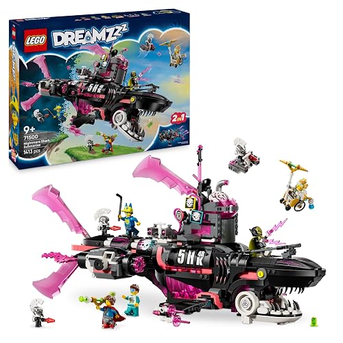 LEGO DREAMZzz 2in1 Nightmare Shark Submarine Toy - Modular Set with 2 Building Options, 2 Detachable Flyers & 5 Minifigures incl. Mateo and Astrid - Creative Gift for 9+ Year Old Boys & Girls - 71500