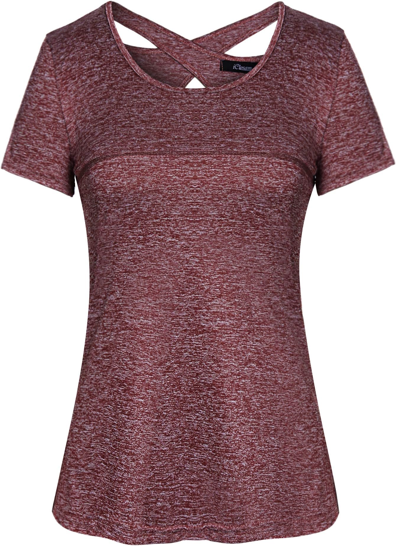 Women's Short Sleeve Yoga Tops Flowy Fitness Workout T Shirt