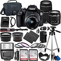 Canon EOS 2000D (Rebel T7) DSLR Camera with EF-S 18-55mm DC III & 75-300mm III Lenses & Deluxe Accessory Bundle…