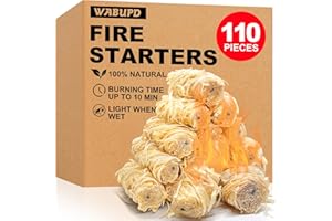 WABUPD 110 Pcs Fire Starter - Natural Fire Starters for Fireplace, Pellet Stove, Campfires, BBQ, Pizza Oven, Camping, Fire Pit &Chimney, Smoker, Fire Starters for Grill, Charcoal Starter