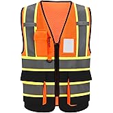 AYKRM 11 color High Vis Reflective Safety Vest for Women Men Pocket Zipper ANSI/ISEA Standard