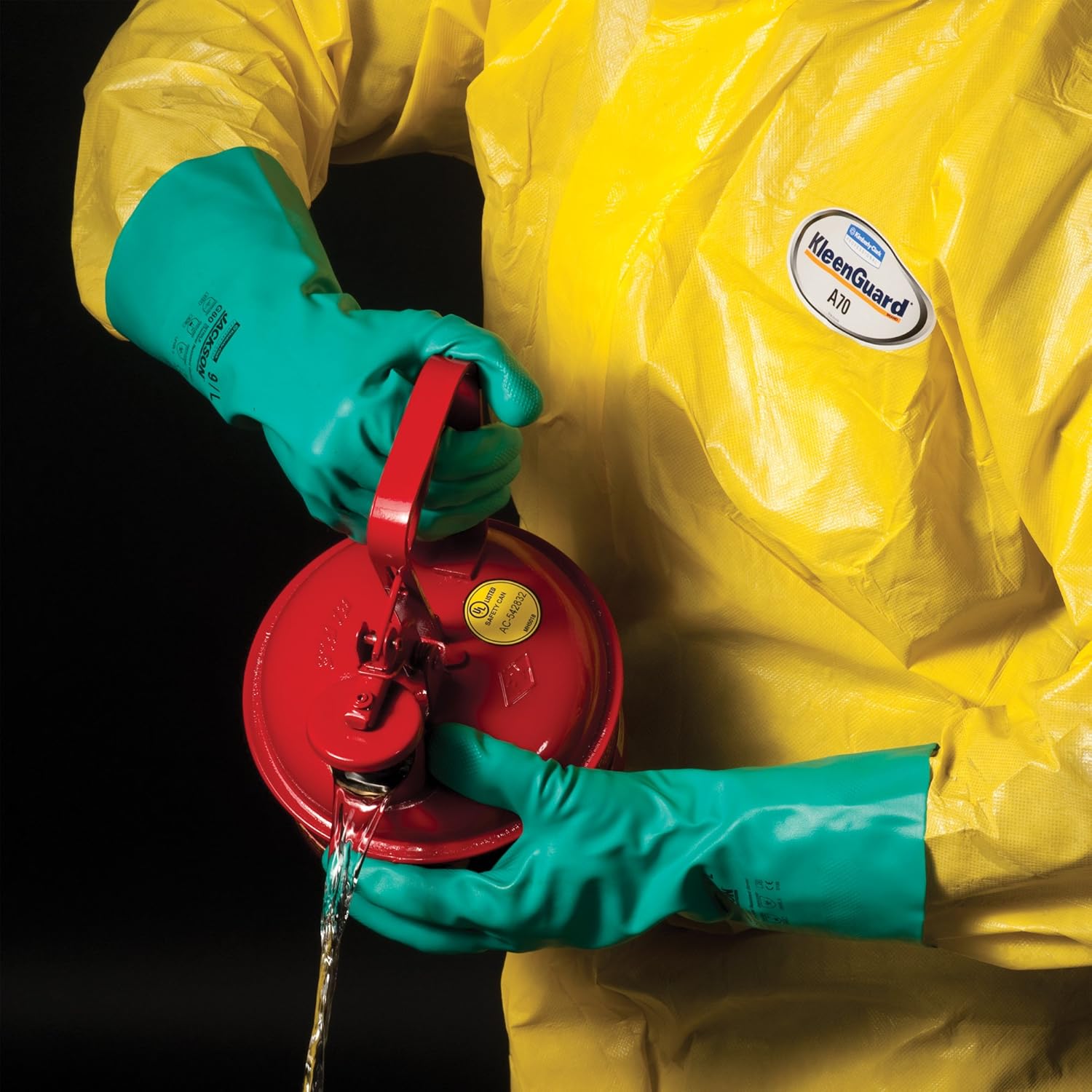 Kleenguard A70 Chemical Spray Protection Coveralls (00683) Suit, Hooded, Booted, Zip Front, Elastic Wrists, Size Large, Yellow, 12 Garments/Case: Industrial & Scientific