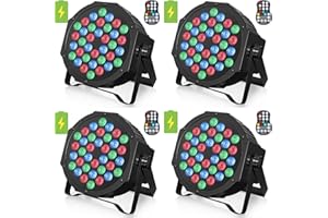 HOLDLAMP Rechargeable Par Lights 36W RGB Battery Powered, Wireless LED Par Lights DJ Uplights Sound Activated Remote Control for Wedding Events Club Party Church Stage Lighting, 4 Pack