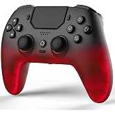 BETMI LED Wireless Controller for PS5, Pro/Slim/PC(Frosted Red Black) | Hall Joysticks/Trigger, Macro Back Button, Turbo, Dual Vibration, 6-Axis, 3.5mm Jack, Built-in Mic/Speaker, for Steam Deck