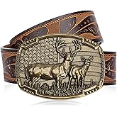Western Cowboy Leather Belt for Men Women Cowgirl, Mens Buckle Belt for Jeans, Country Belt, Men's Gifts