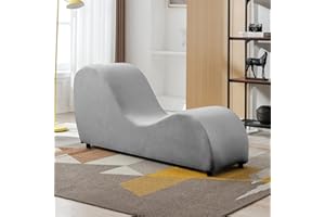 Mjkone Yoga Chair Curved Chaise Lounge for Stretching Exercising Relaxing, Velvet Yoga Couch, Lounge Chair for Indoor Living Room Apartment 60.6''D×18.1''W×27.6''H