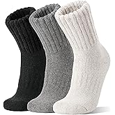 Merino Wool Boot Socks Thermal Winter Warm Thick Cozy Hiking Socks for Men Women 3 Pairs