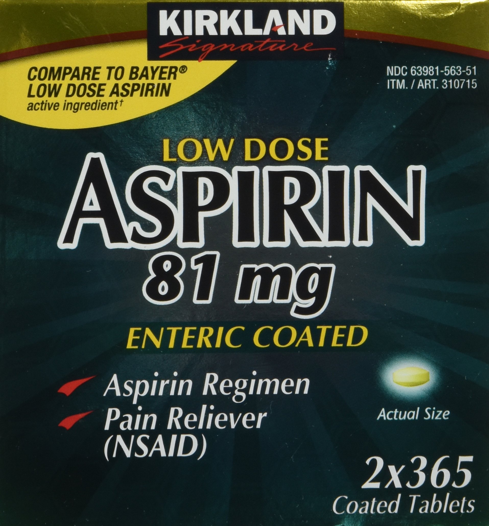 Buy Kirkland Signature Low Dose Aspirin, 2 bottles 365Count Enteric