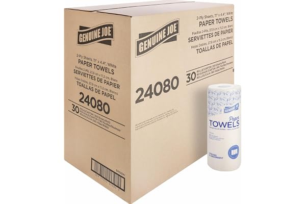 Genuine Joe-GJO24080 2-Ply Household Roll Paper Towels (Pack of 30) - WHITE