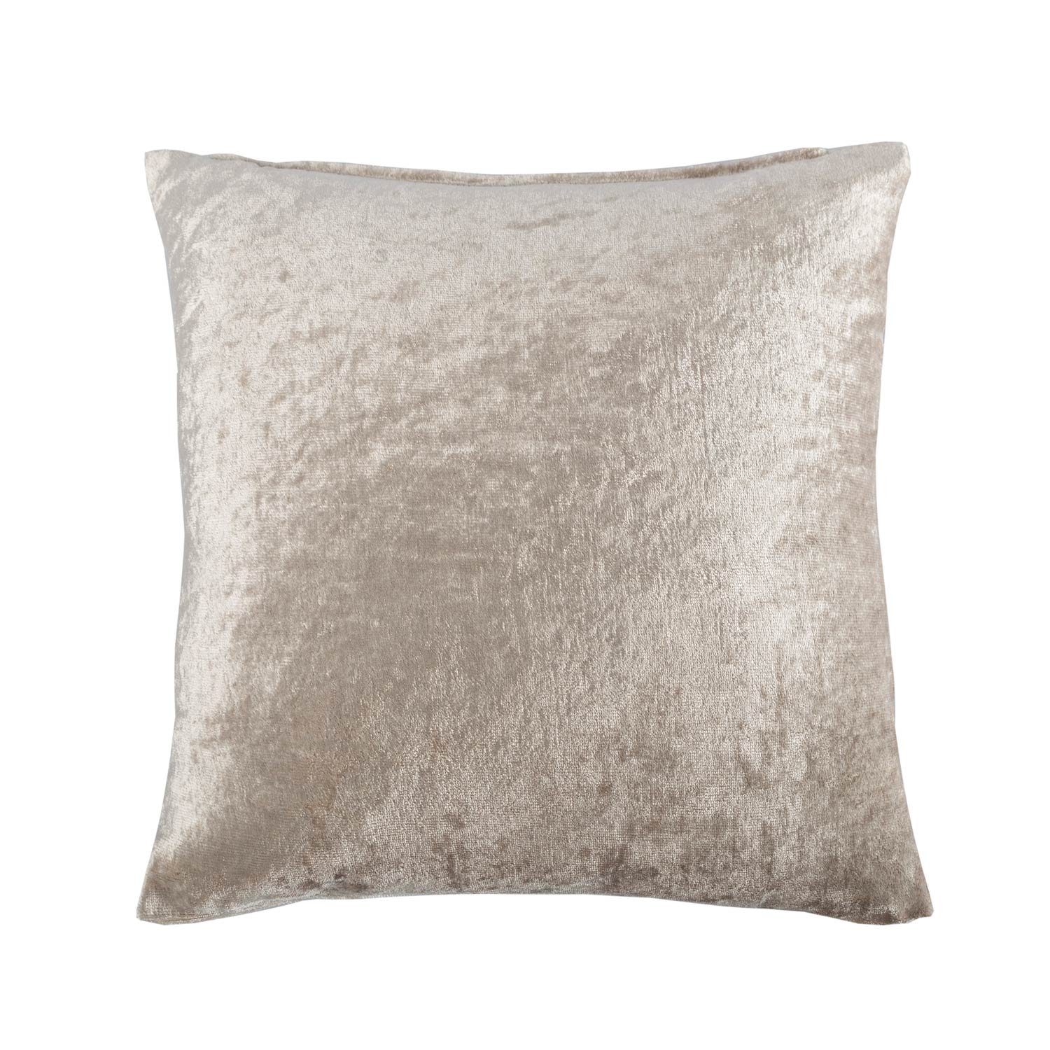 HOMESCAPES Luxury Champagne Crushed Velvet Cushion Cover 24 x 24 Inch (60 cm) Square Scatter Cushion for Sofa or Bed