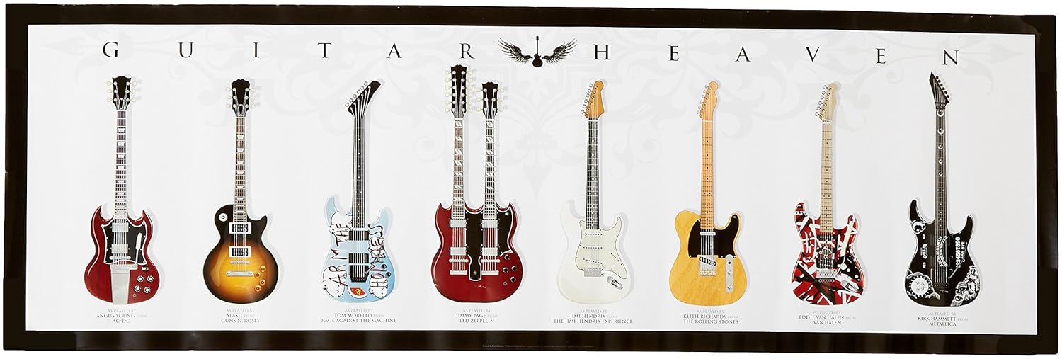 Guitar Heaven Chart of Famous Guitars Music Poster Print 36x12 Poster