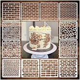 12 Pcs Brick Stencils Templates 6" x 6" Brick Wall Stencils for Cookie Cake | Reusable Mixed Media Crafts Stencils for DIY Crafts, Journaling, Scrapbooking, Card Making, Airbrushing Painting