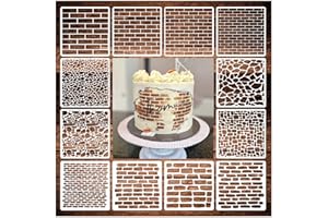 BOQON 12 Pieces Brick Stencil Template, 6" x 6" Brick Wall Stencil Reusable Crafts Stencils for DIY Crafts Cookie Cake Journaling Scrapbooking Card Making Airbrushing Painting or Mixed Media (12-Brick)
