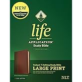 Tyndale NLT Life Application Study Bible, Third Edition, Large Print (LeatherLike, Brown/Mahogany, Red Letter) – New Living Translation Bible, Large Print Study Bible for Enhanced Readability