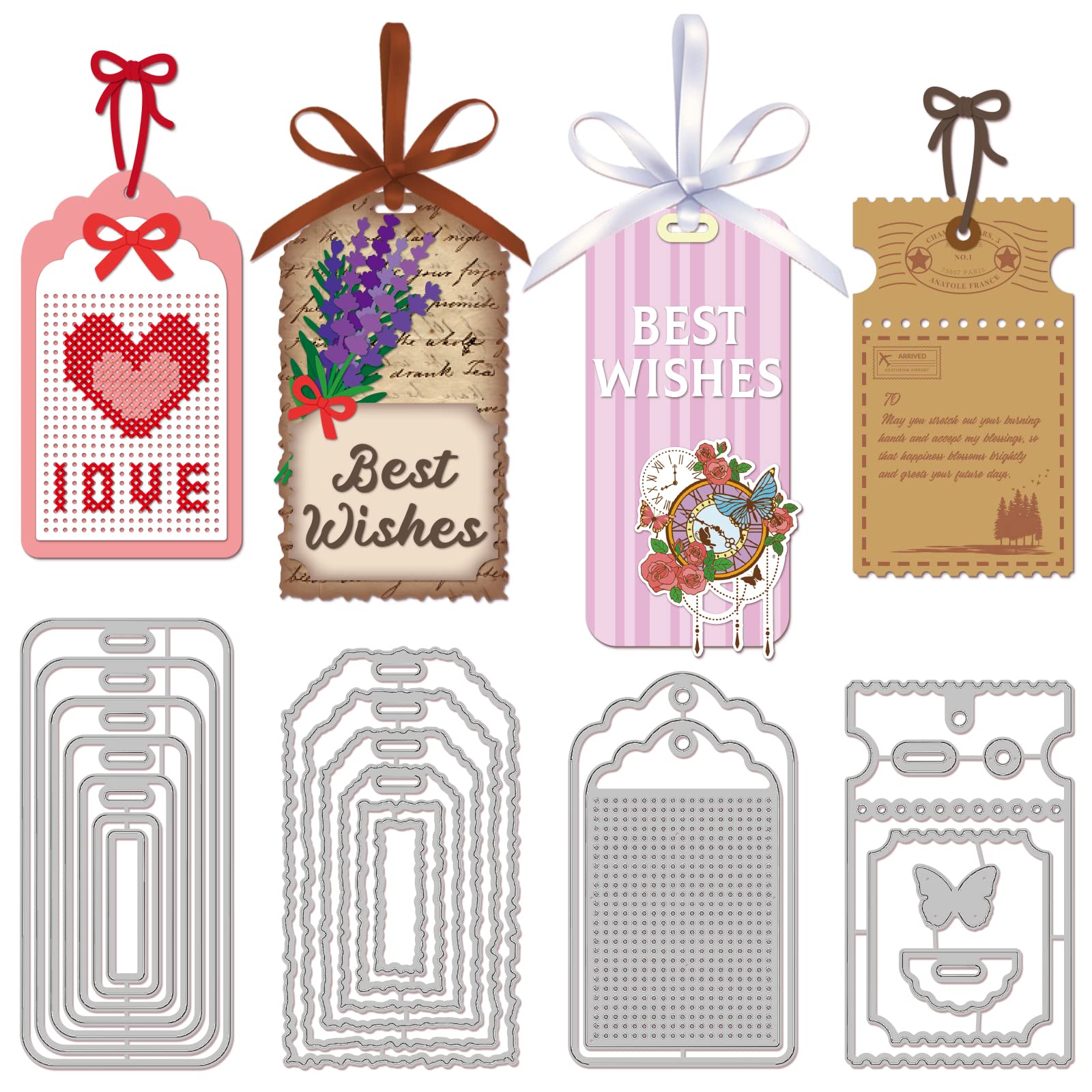 GLOBLELAND Bookmarks Frames Cutting Dies Metal Stamp Page Label Border Die Cuts Embossing Stencils Template for Paper Card Making Decoration DIY Scrapbooking Album Craft Decor