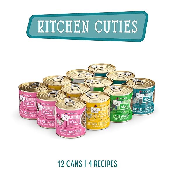 WERUVA CATS IN THE KITCHEN, KITCHEN CUTIES VARIETY PACK, WET CAT FOOD, 10OZ CANS (PACK OF 12)
