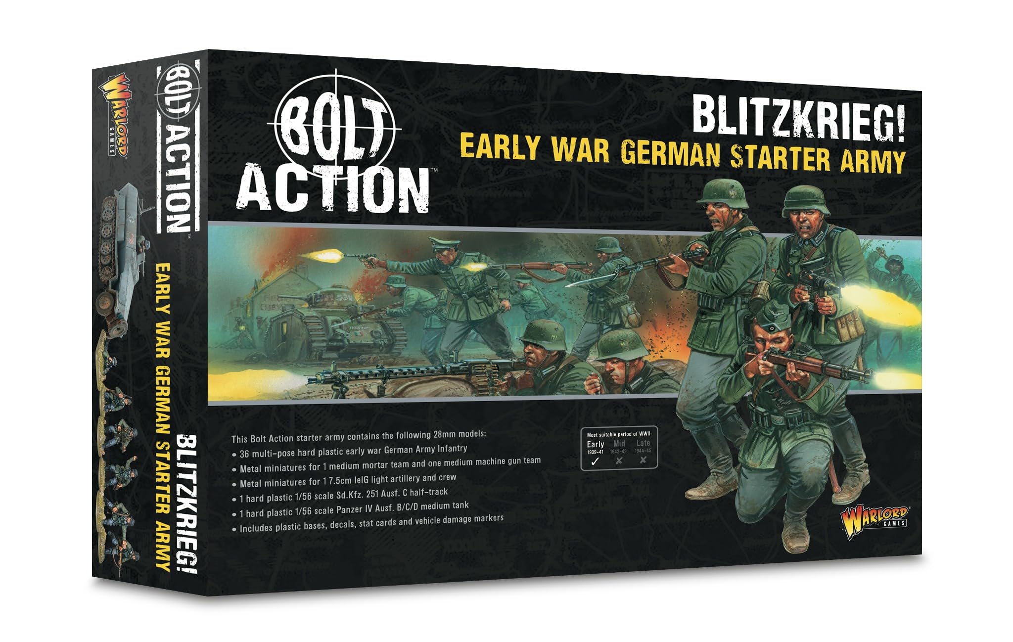 Warlord Games Blitzkrieg German Starter Army - 28mm Scale Plastic Miniatures for Bolt Action Highly Detailed World War 2 Miniatures for Table-top Wargaming