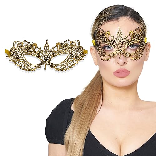 Yellow Masquerade Mask For Women - Lace Masquerade Masks for Masquerade Party, Proms, Photo Shoot, Venetian Party, Mardi Gras, Halloween & Cosplay - Mustard Yellow Color