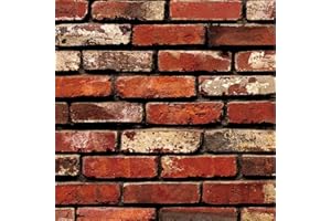 HAMIGAR Brick Wallpaper Peel and Stick Red Christmas Fireplace Halloween Backsplash Bedroom Accent Stick on Paper Self Adhesive Kitchen Faux 3D Subway Office Removable 17.7x118.1 Inches (45x300cm)