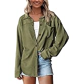 PRETTYGARDEN Women's Button Down Shirts 2026 Spring Long Sleeve Textured Tops Oversized Shacket Jacket Knit Blouses
