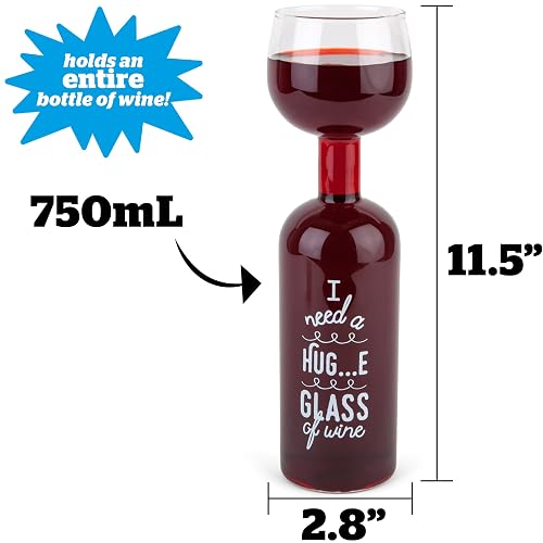 BigMouth Inc. Wine Bottle Glass - I Need a Hug...e Glass of Wine, Large Wine  Glass, 750 ml in Saudi Arabia | Whizz Wine Glasses