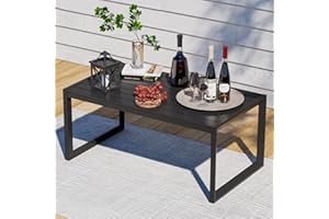 RICNOD Outdoor Patio Metal Coffee Table, All-Weather Aluminum Square Table, for Balcony, Garden, Backyard, Poolside(Dark Grey)