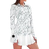IECCP Womens Long Sleeve Golf Shirts Sun Protection 1/4 Zip Pullover Summer Quick Dry Athletic Hiking Running Workout Tops