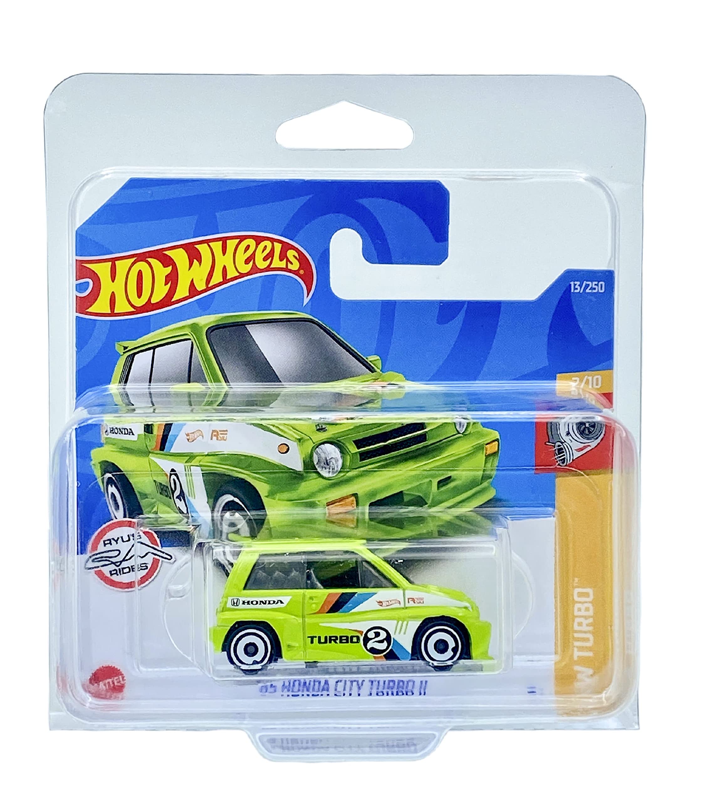 Hot Wheels '85 Honda City Turbo II (Lime Green) 2/10 HW Turbo 2022 - 13/250 (Short Card) *** COMES IN A KLAS CAR KEEPER PROTECTIVE COLLECTORS CASE *** HCV25