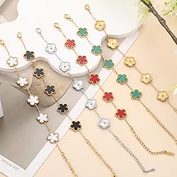 TICVSS Four Leaf Clover Bracelet for Women 18K Gold