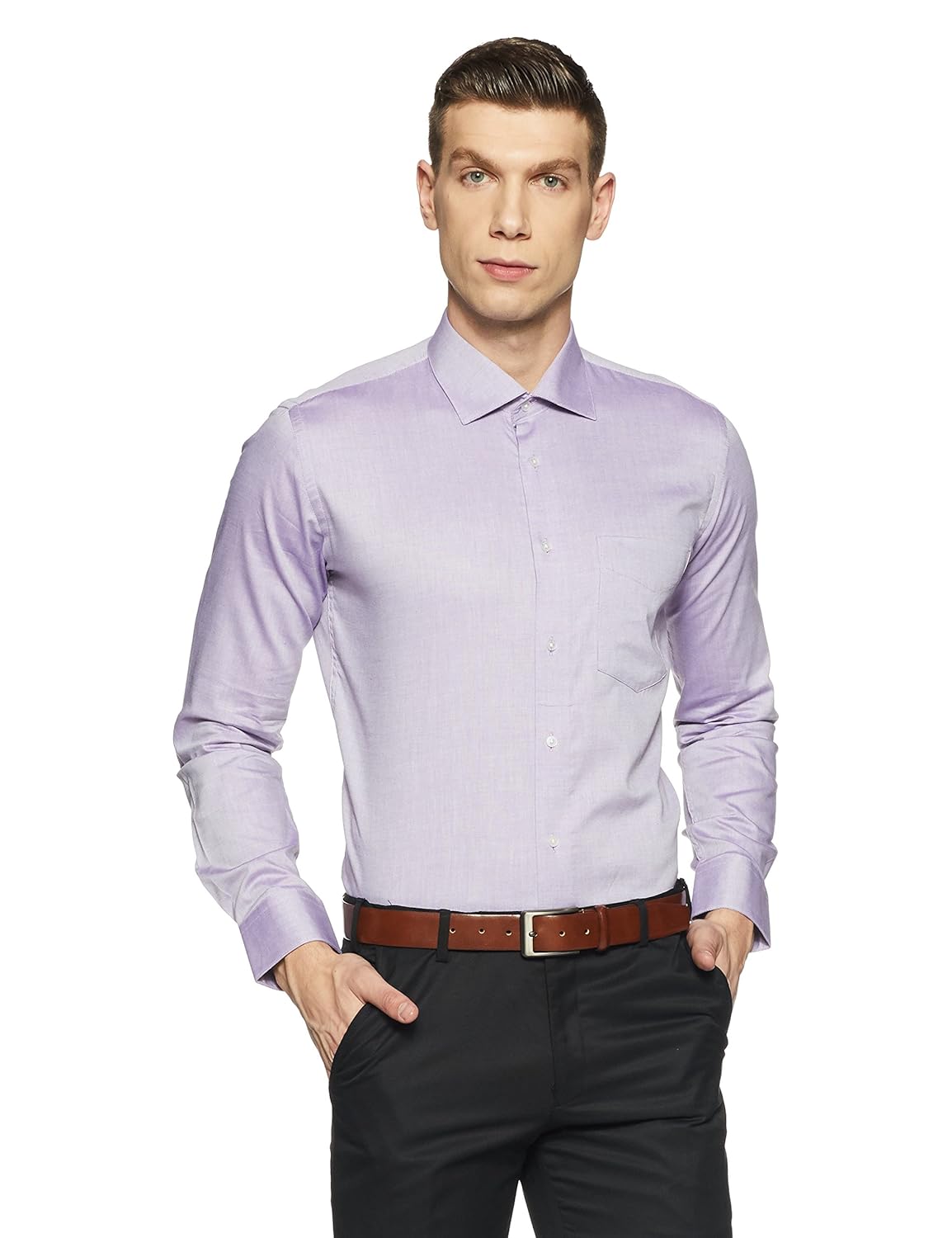 van heusen men's solid slim fit formal shirt