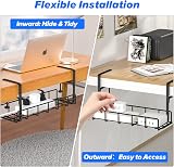 TriPro Under Desk Cable Management Tray No Drill Long Arm Clamp Fits Most Tables view 4