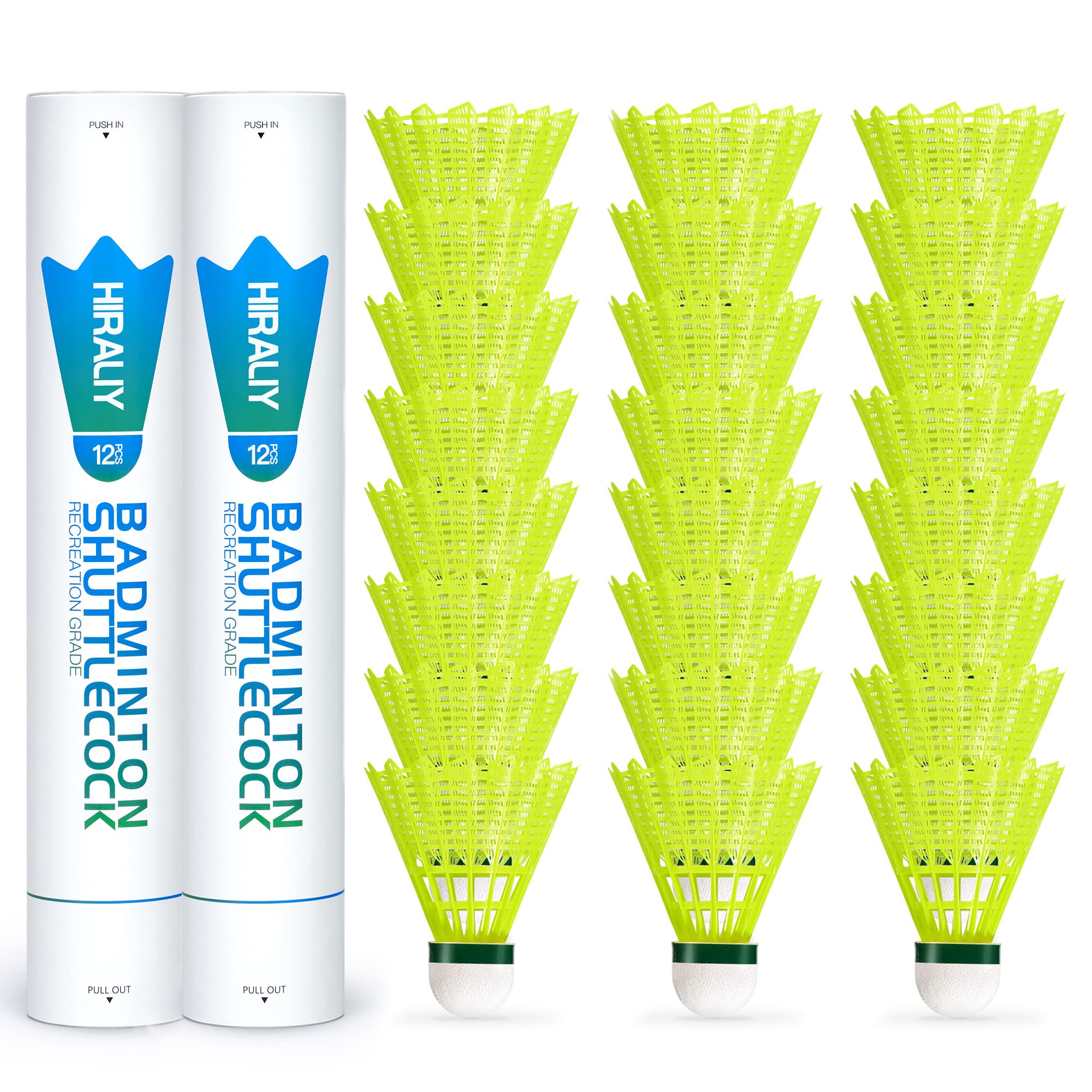 HIRALIY 24 Stück Nylon Federbälle Badminton, Batting Training High Speed Badminton Bälle Stabil und Langlebig, Ideal für Hitting Praxis für Jugendspieler Indoor und Outdoor
