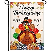 Happy Thanksgiving Garden Flag for Outside 12x18 Double Sided Thanksgiving Turkey Garden Flag 3 Ply Gobble Flags for Outdoor Lawn Indoor Yard Holiday Decor