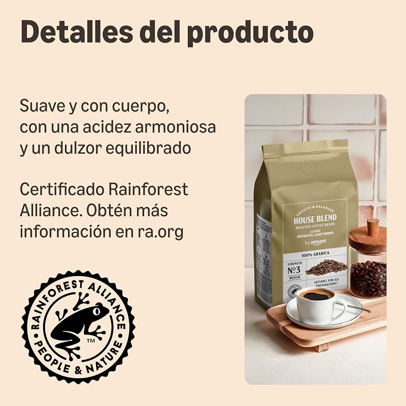 By amazon natural coffee beans, pure arábica, torra média, 1kg - certificado pela rainforest alliance
