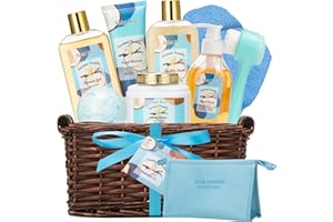 SAINT ROY Spa Gifts for Women, Home Spa Kit Coconut & Vanilla Scents. Mothers Day Gift Bath & Shower Sets Include Bubble Bath, Body Lotion, Bath Salt, Bath Bombs. Birthday Gifts for Women