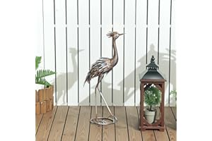 Outsunny Garden Statue Heron, Standing Lawn Sculpture 28", Steel Garden Decor Bird Decoration Statue Ornament with Stakes for