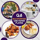G4GADGET 100 Disposable Paper Plates 9 Inch - Ideal for Parties & BBQs view 7