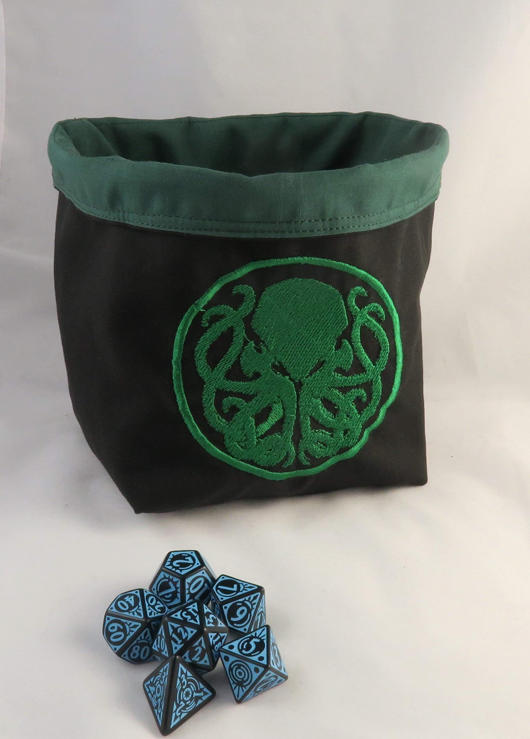 Square Dice Bag/Reversible Tile Pouch- Circle Cthulhu Lovecraft Reversible Freestanding - D&D RPG Bags