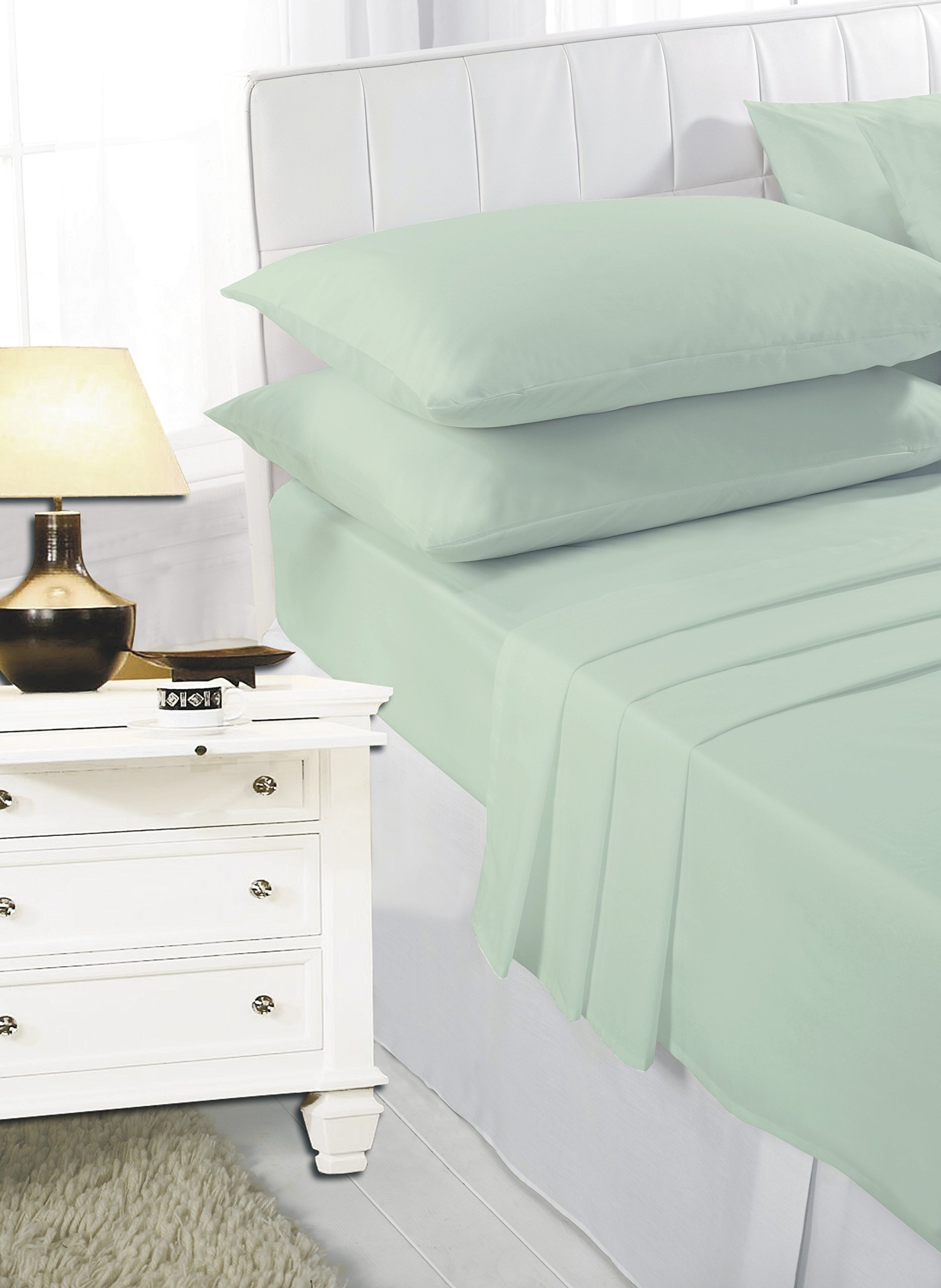 Heavenvalley Poly Cotton Plain Dyed Housewife Pair Pillow Cases (Mint Green)